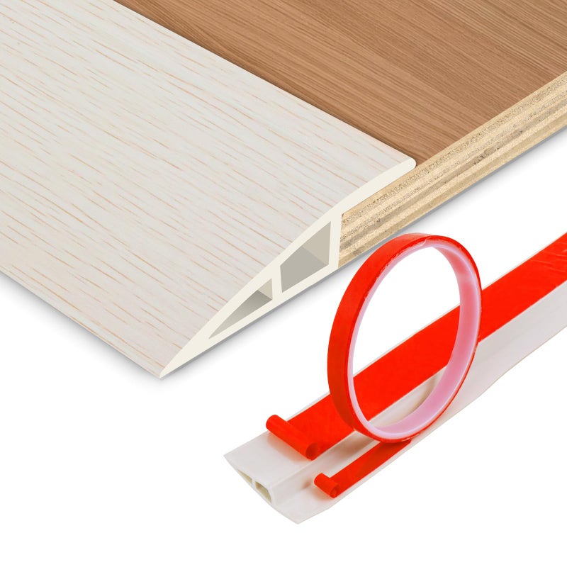 DBHXXMB-HH Floor Transition Strip Vinyl Door Threshold Ramp Self Adhesive Carpet Edging Strip Doorway Edge Trim, Overlap Edge Reducer for Laminate Carpet, Floor, Tile (Yellow Wood, 1/5"" to 2/5"", 3.3Ft) - Image 1